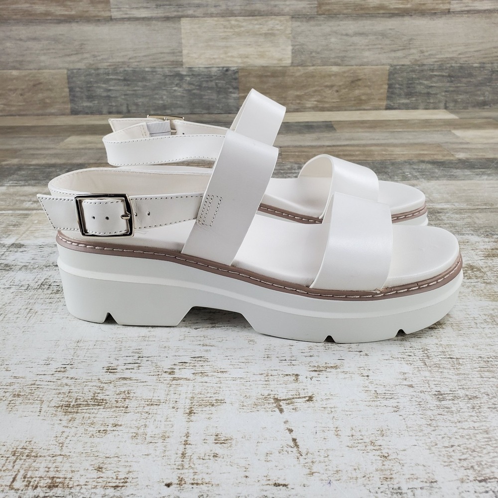Naturalizer Darry Sling Womens Platform Sandals Sz 9 M White Leather Slingback